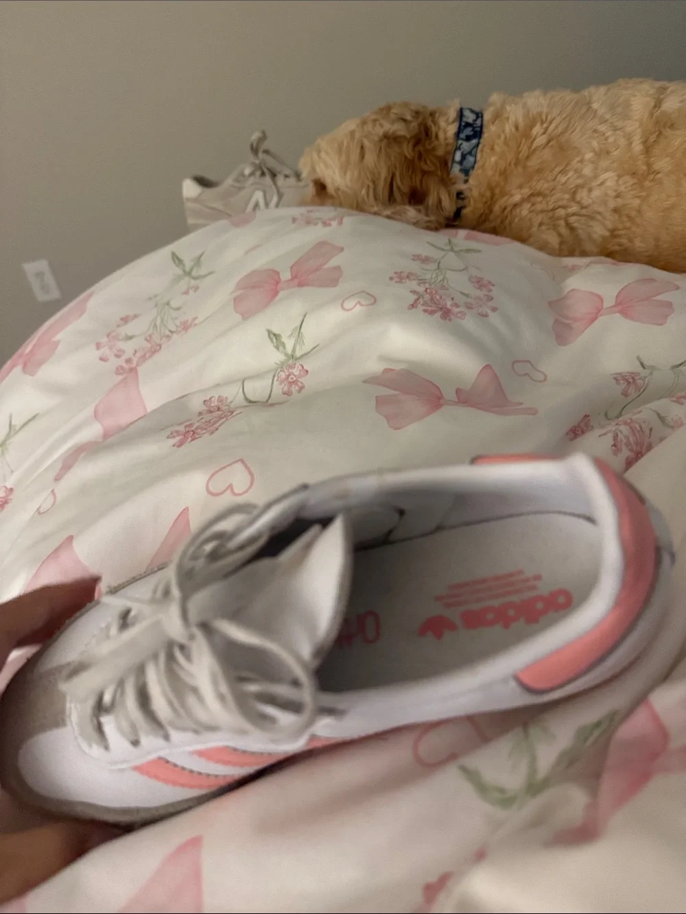 adidas Kids Samba Sneaker in White and Pink Accent